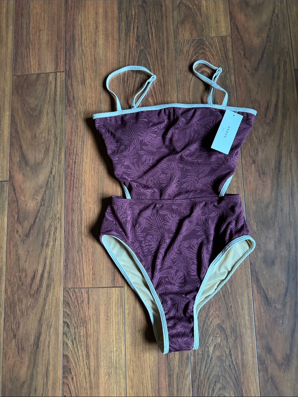 Geode Textured Plum One-Piece Swimsuit with Light Trim